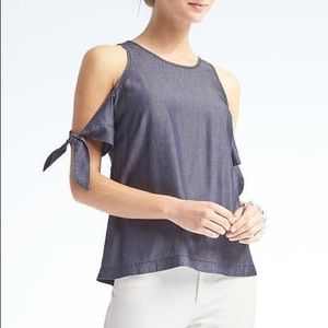Like New! Banana Republic Chambray Cold Shoulder Blouse